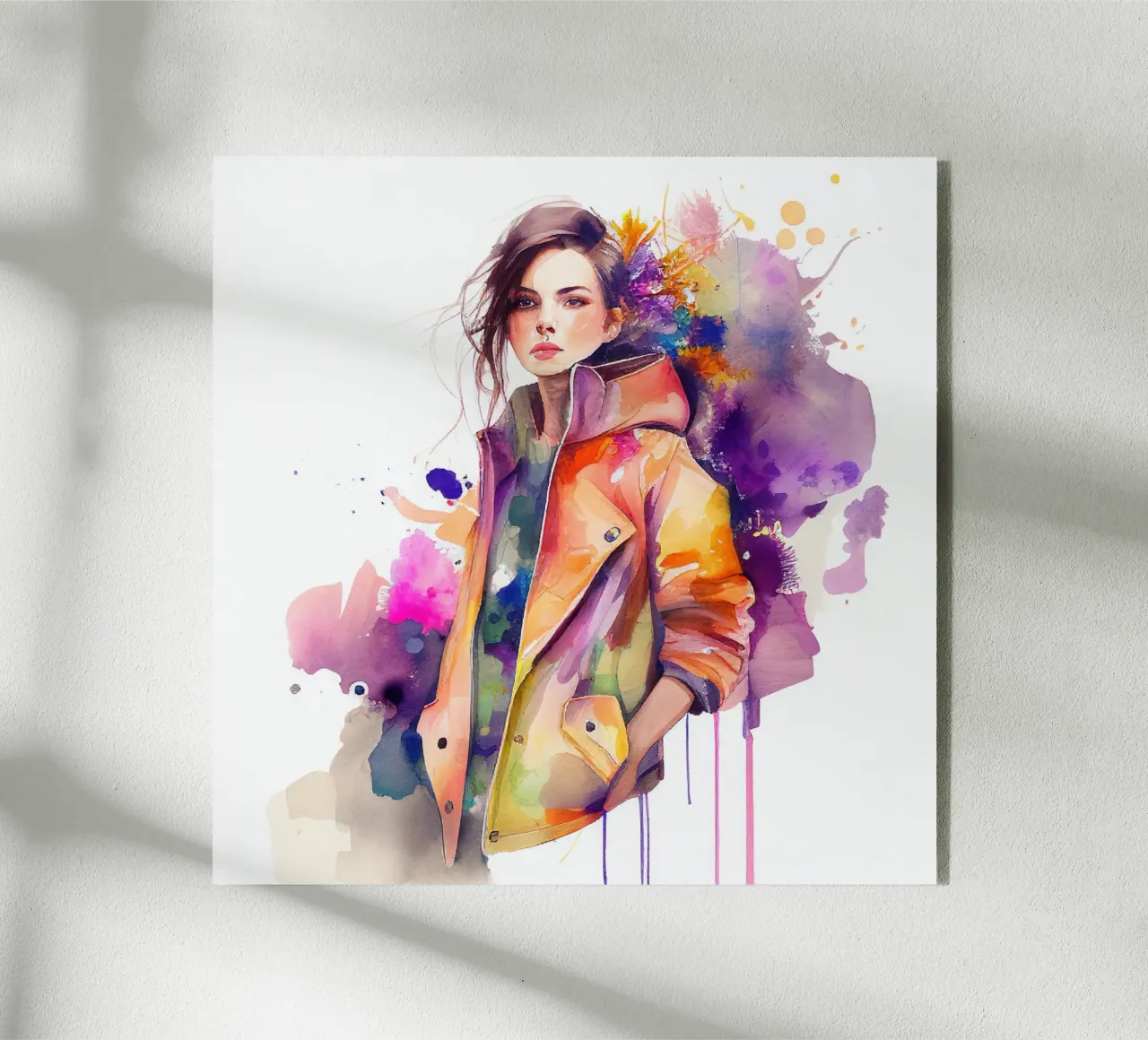 Watercolor Fashion Woman acrylic glass by Chromatic Fusion Studio