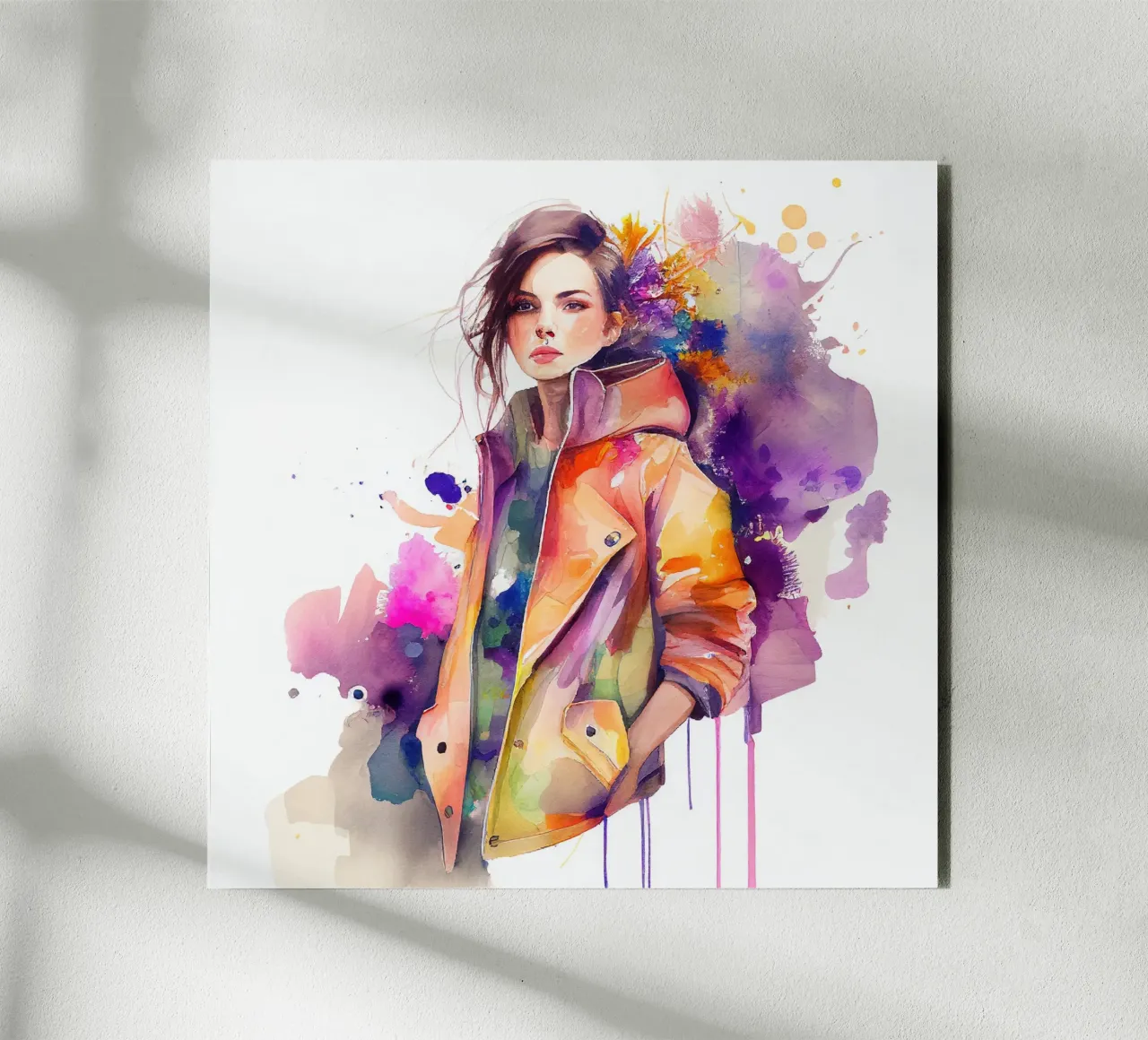 Watercolor Fashion Woman alu-dibond by Chromatic Fusion Studio