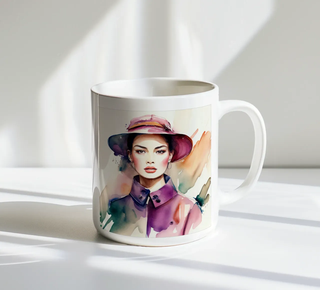 Acquerello Moda Donna tazza in ceramica da Chromatic Fusion Studio