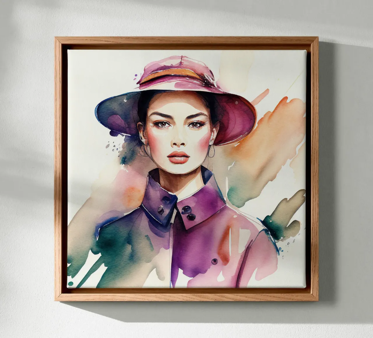 Aquarel Mode Vrouw canvas met Baklijst van Chromatic Fusion Studio