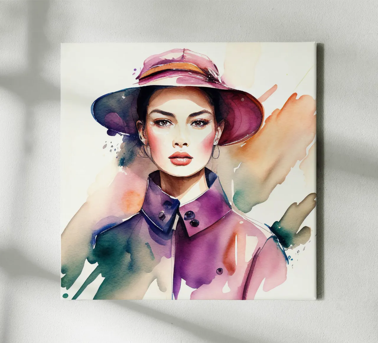 Aquarel Mode Vrouw canvas met Baklijst van Chromatic Fusion Studio