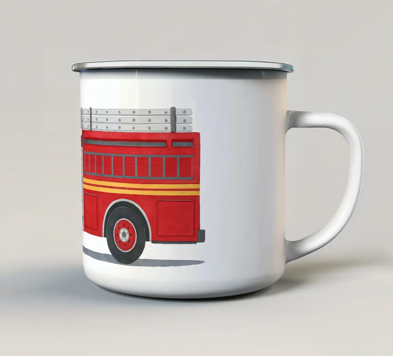Pronti all'azione! - I vigili del fuoco stanno arrivando tazza in smalto da KidzStudio