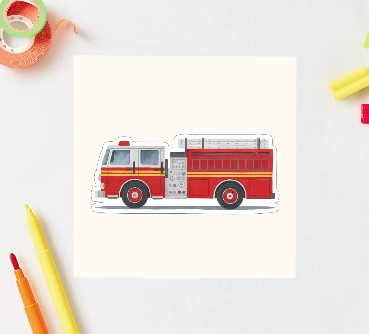 Klaar voor actie! - De brandweer komt eraan sticker van KidzStudio