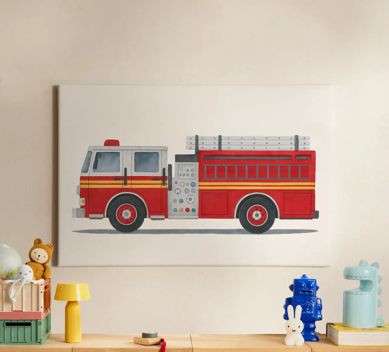 Ready for action! - The fire brigade is coming canvas by KidzStudio