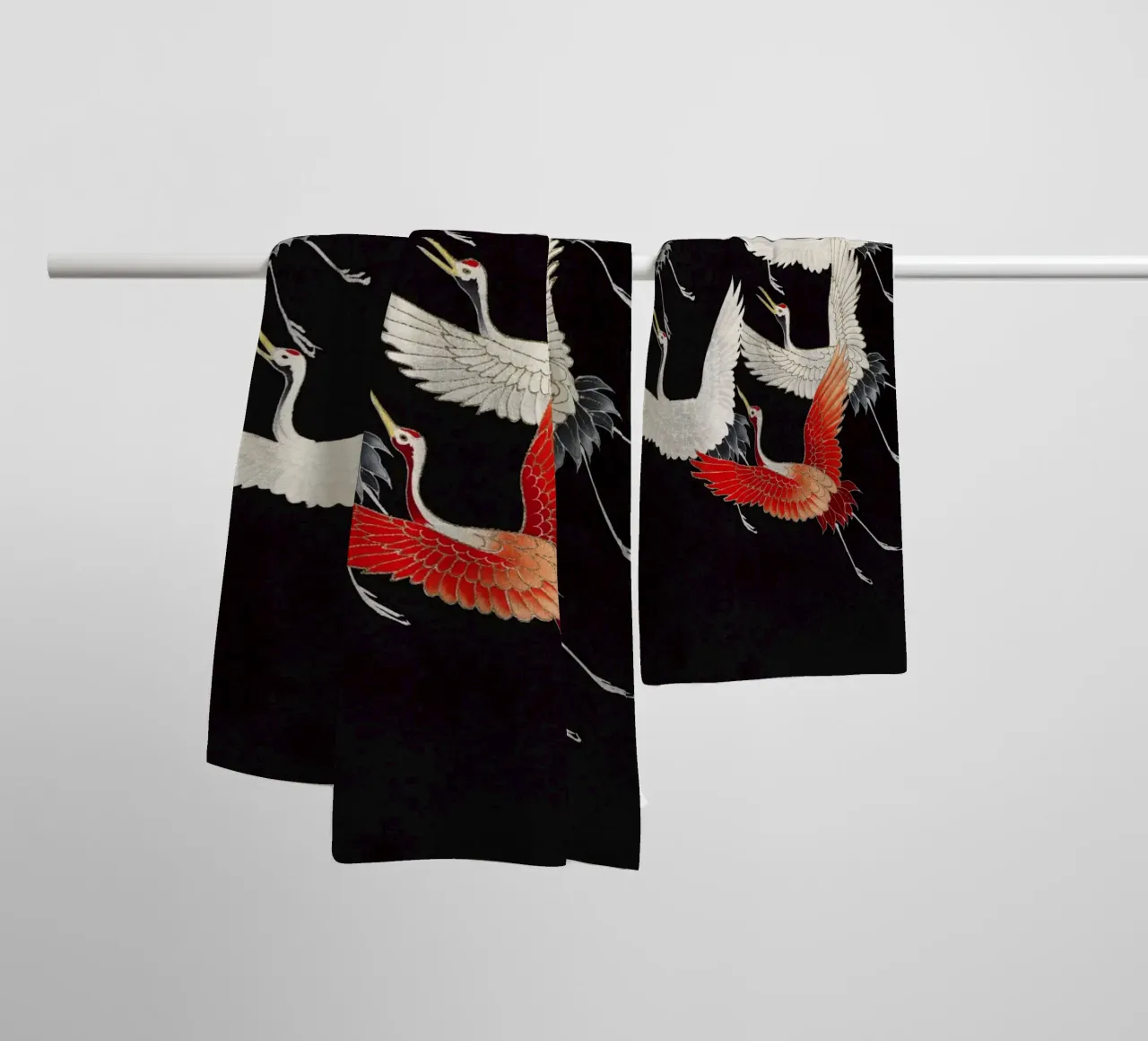 Furisode with a Myriad of Flying Cranes (1910–1920) towel by Classic Art Prints