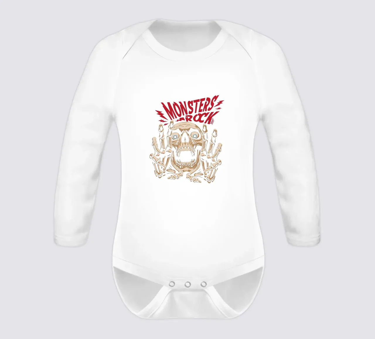 Monsters Rock long-sleeve baby romper by Gunawan Rb