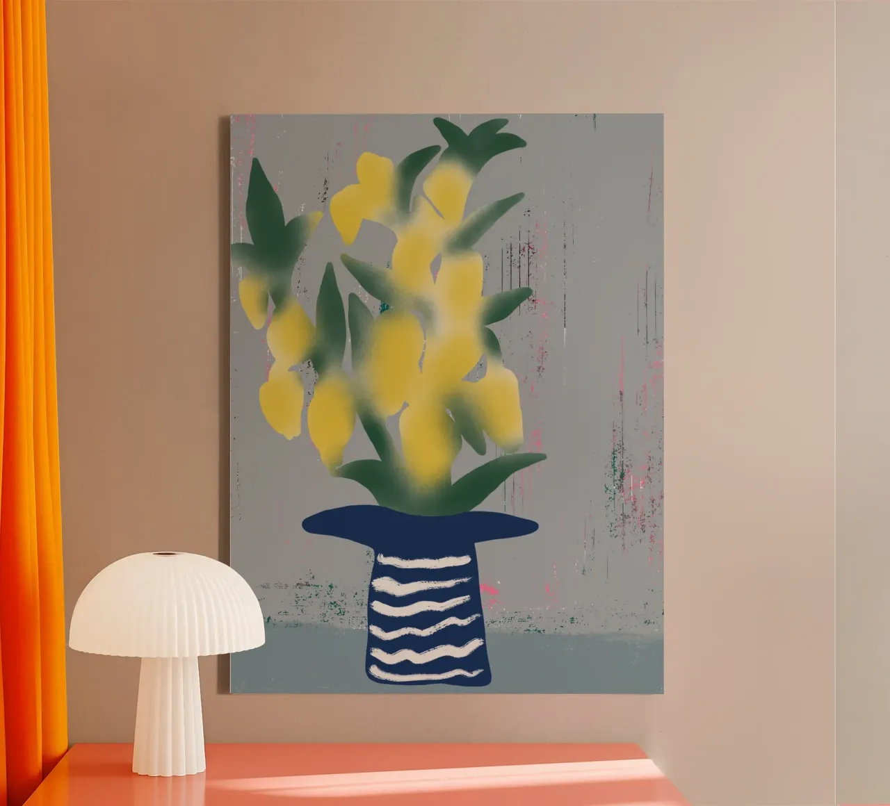 Natura morta di fiori giallo limone tela con Cornice a cassetta da Little Dean