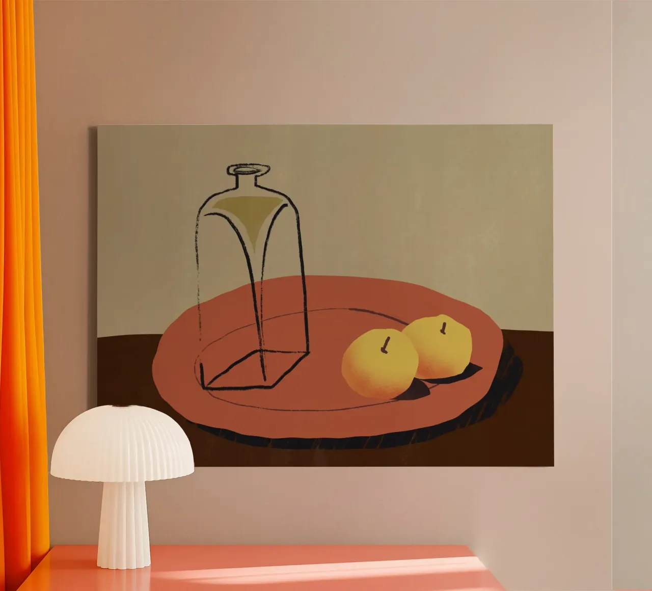 Rotes Tablett Leinwand mit Schattenfugenrahmen von Little Dean