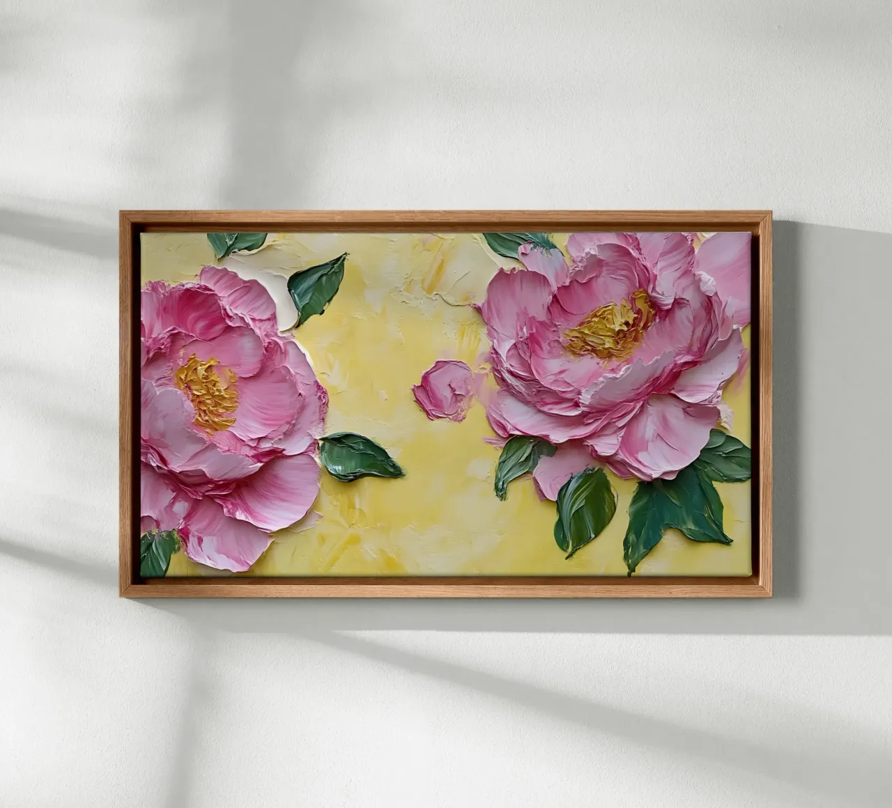 Getextureerde roze pioenen - Impasto bloemsierkunstdruk canvas met Baklijst van ClubArt