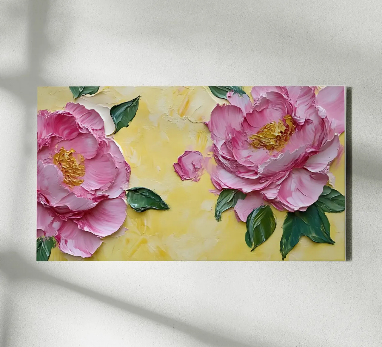 Getextureerde roze pioenen - Impasto bloemsierkunstdruk canvas met Baklijst van ClubArt