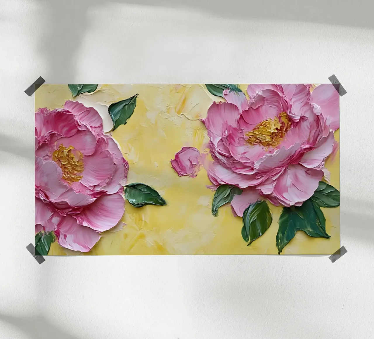 Getextureerde roze pioenen - Impasto bloemsierkunstdruk poster van ClubArt