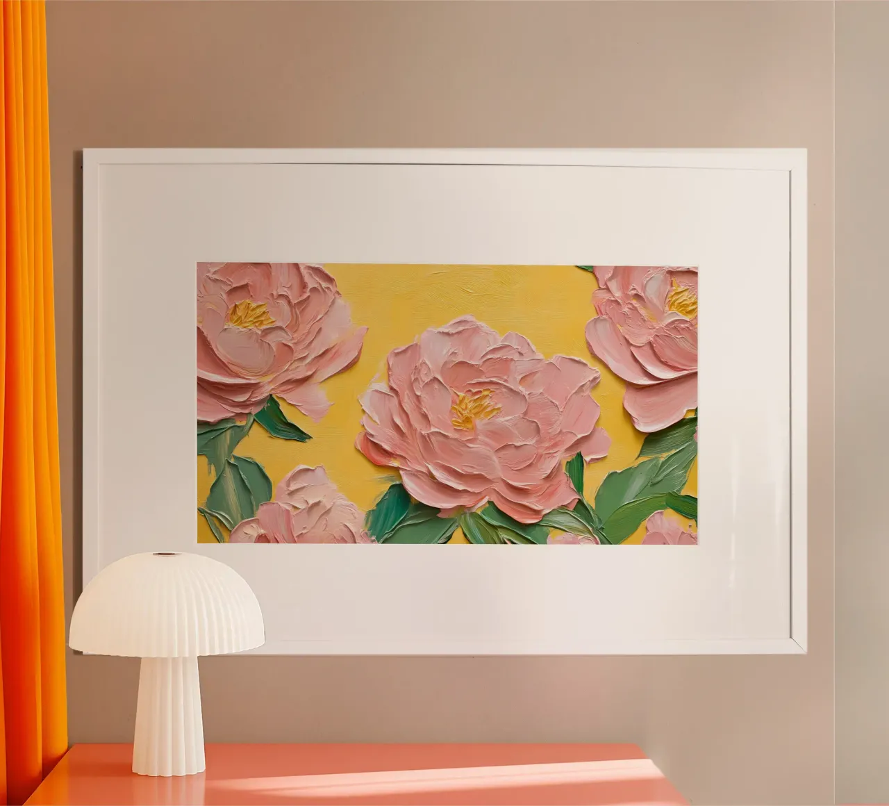 Impasto Roze Pioenbloemen - getextureerde Acryl Bloemsierkunst poster van ClubArt