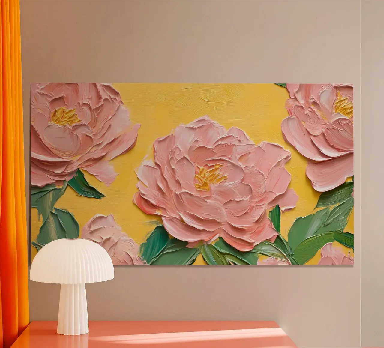 Impasto Roze Pioenbloemen - getextureerde Acryl Bloemsierkunst poster van ClubArt