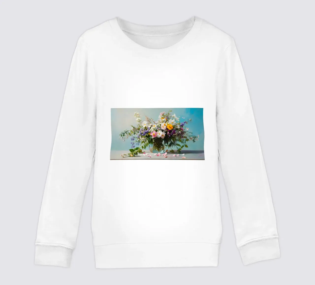 Wildflower Serenity: Impasto Floral Bouquet - Blue Hues kids sweatshirt by ClubArt