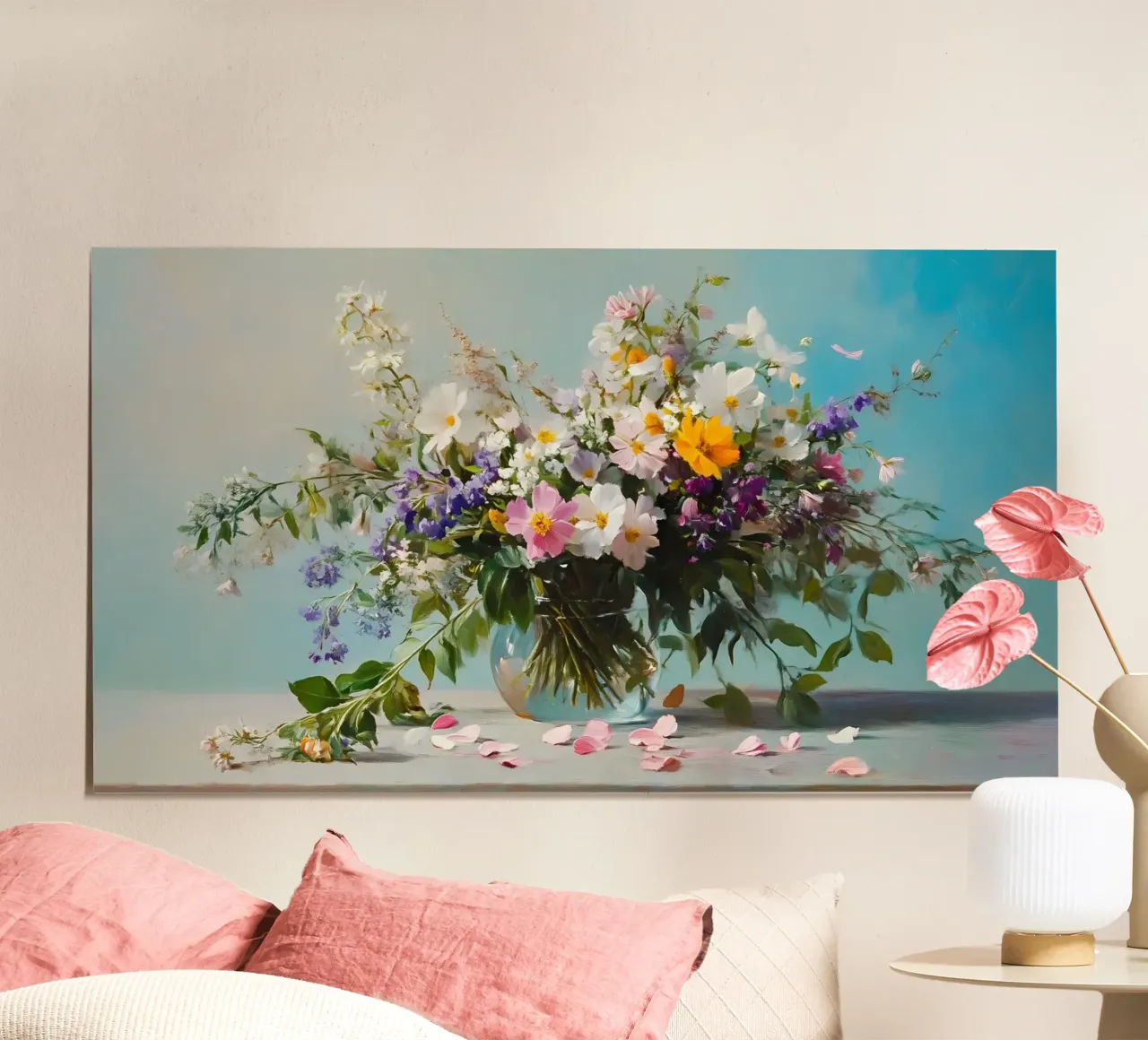 Serenità dei fiori selvatici: Bouquet floreale Impasto - Tonalità di blu poster da ClubArt
