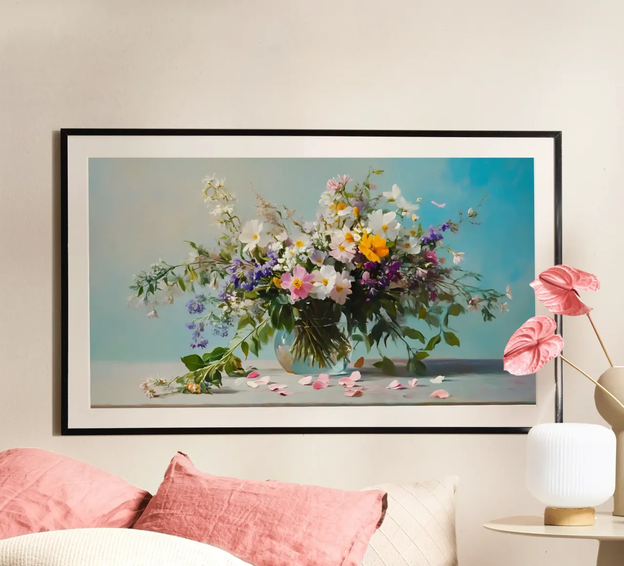 Serenità dei fiori selvatici: Bouquet floreale Impasto - Tonalità di blu poster da ClubArt
