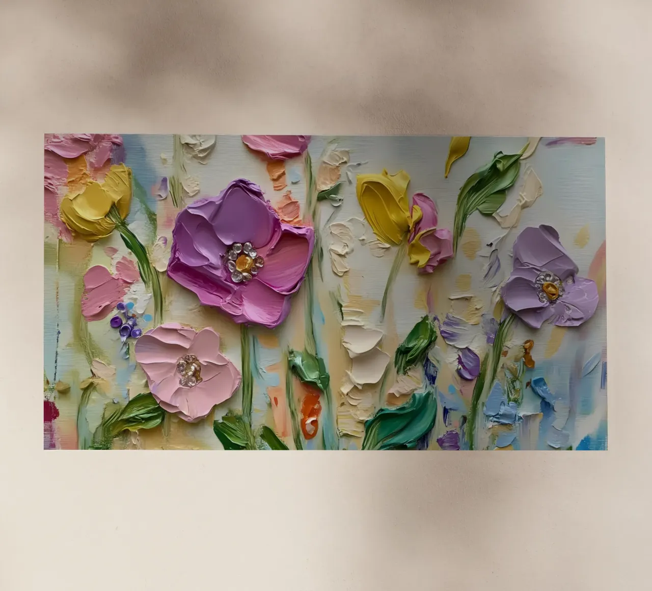 Giardino floreale strutturato - Fiori pastello in 3D Impasto pellicola backlit da ClubArt