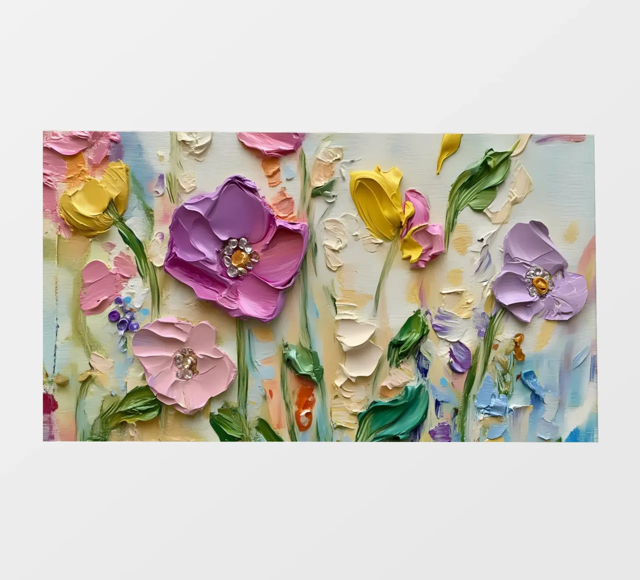 Giardino floreale strutturato - Fiori pastello in 3D Impasto telo in pvc da ClubArt