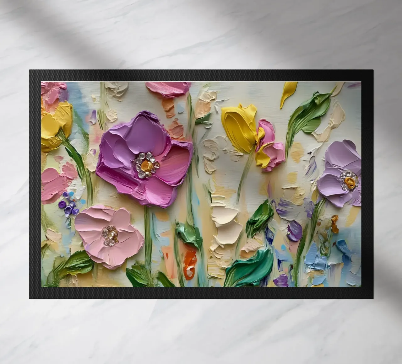 Giardino floreale strutturato - Fiori pastello in 3D Impasto zerbino da ClubArt