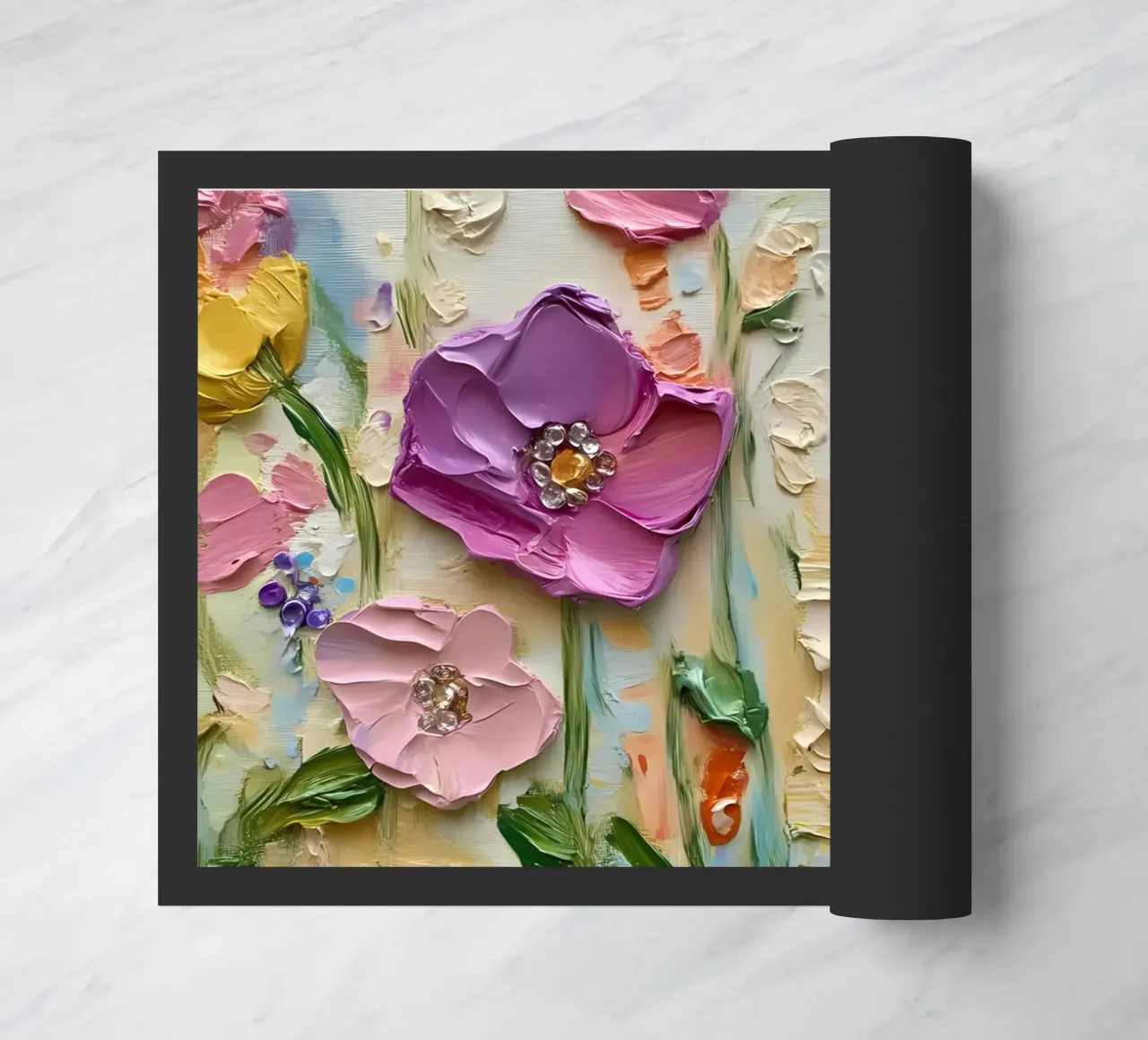 Giardino floreale strutturato - Fiori pastello in 3D Impasto zerbino da ClubArt