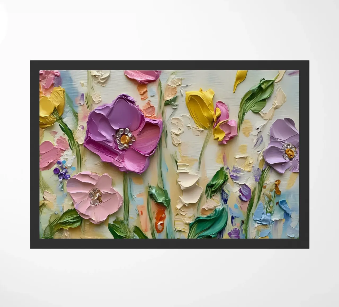 Giardino floreale strutturato - Fiori pastello in 3D Impasto zerbino da ClubArt