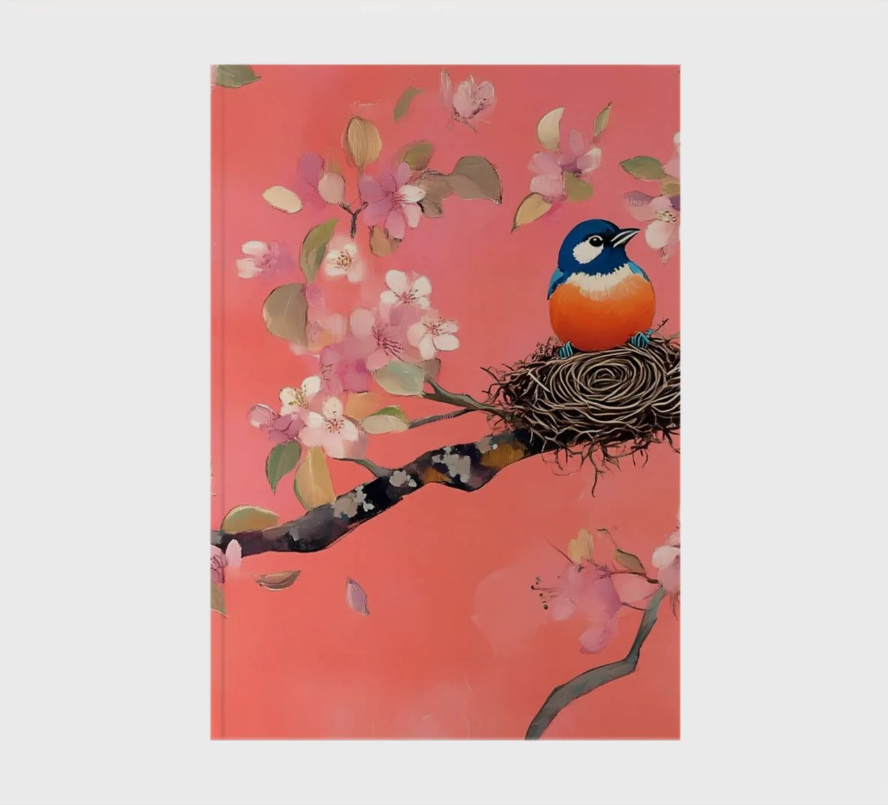 Cherry Blossom & Birds - Whimsical Avian Spring Art notebook by ClubArt