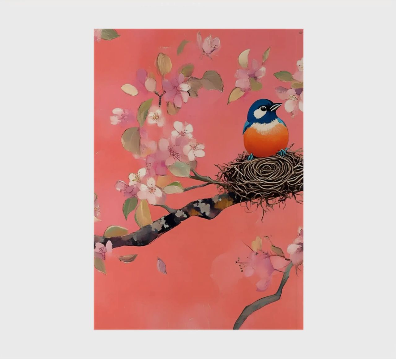 Cherry Blossom & Birds - Whimsical Avian Spring Art notebook by ClubArt