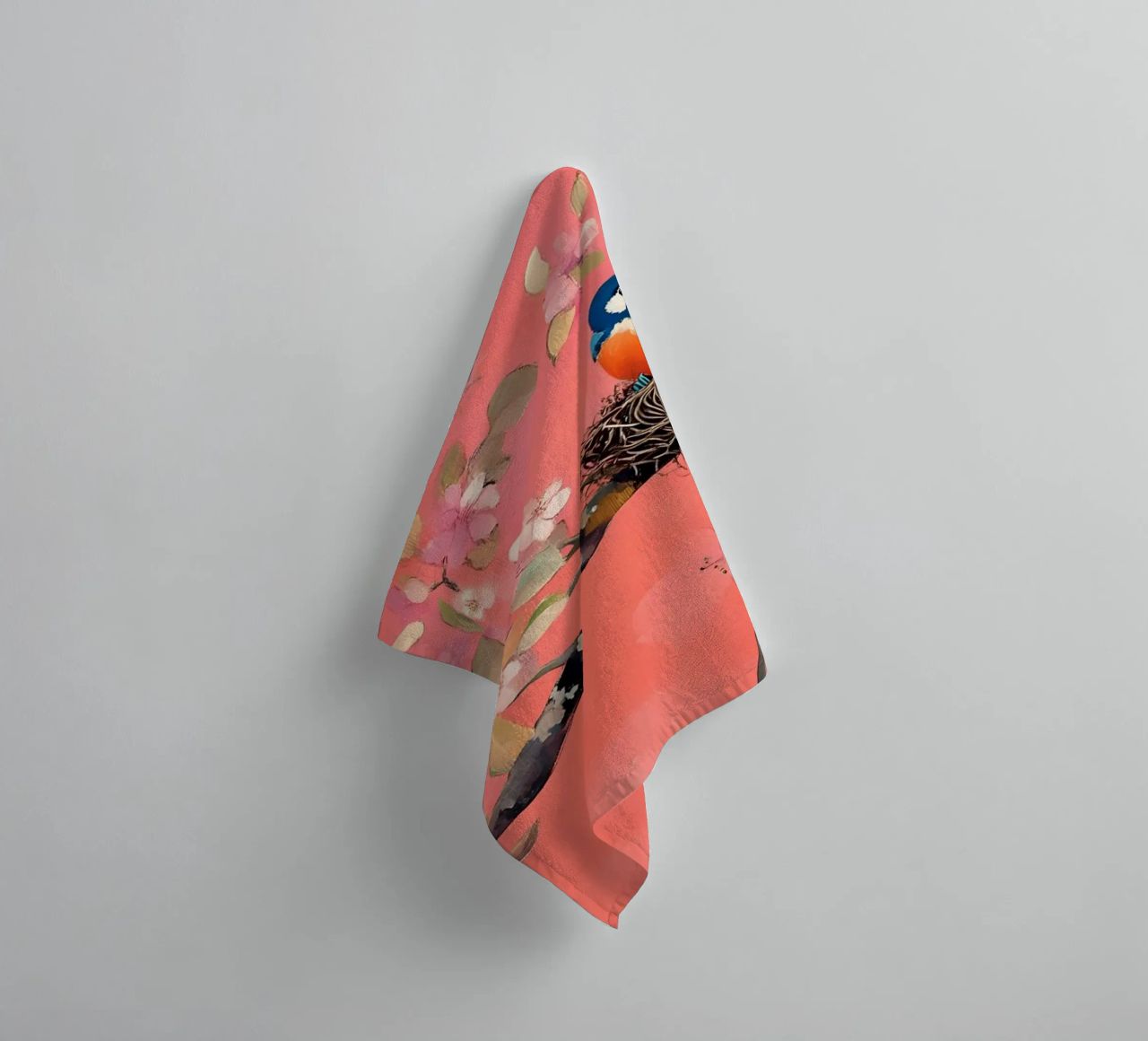 Cherry Blossom & Birds - Whimsical Avian Spring Art towel by ClubArt
