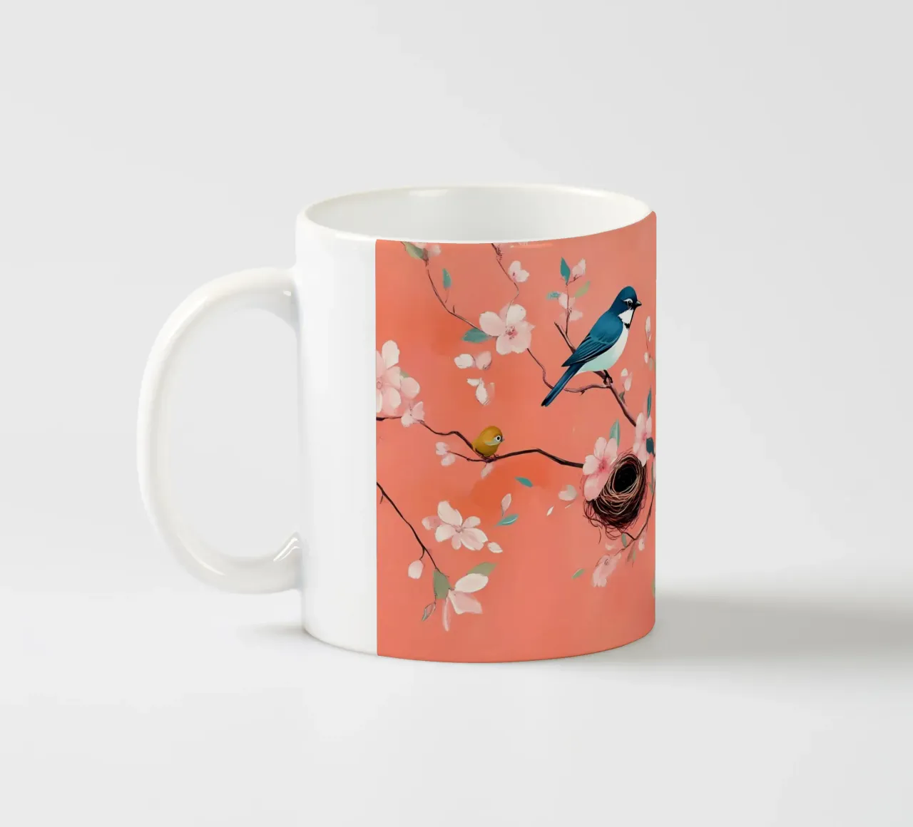 Fiori di ciliegio e uccelli orientali - Arte aviaria serena tazza in ceramica da ClubArt