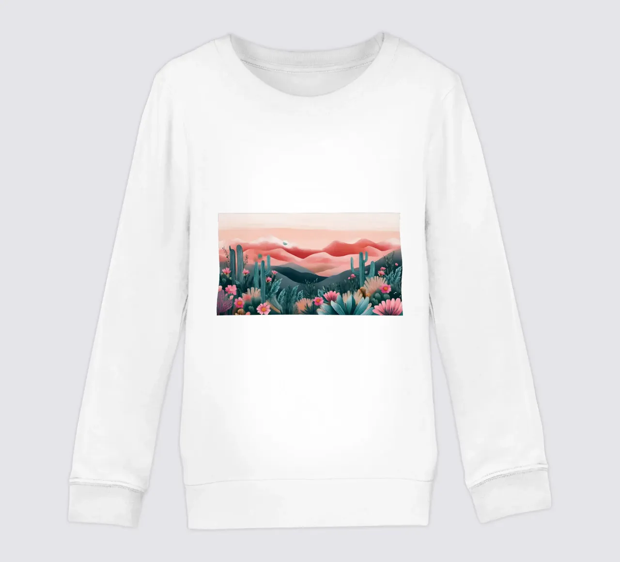 Paesaggio onirico del deserto rosa - Cactus e arte floreale bohémien felpa bambino da ClubArt