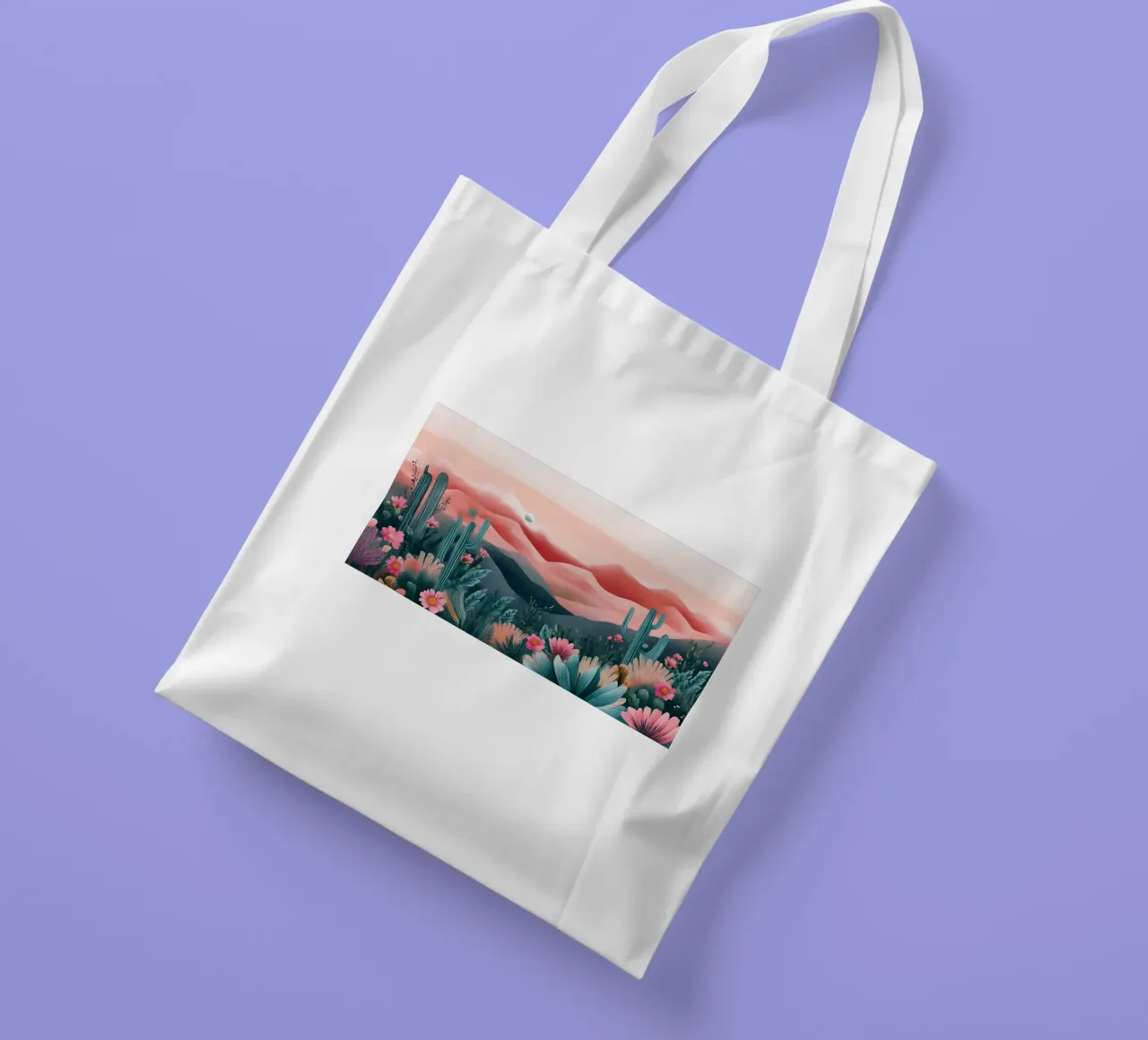 Paesaggio onirico del deserto rosa - Cactus e arte floreale bohémien borsa in juta da ClubArt