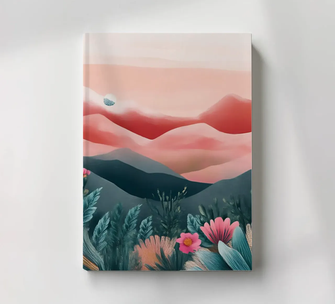 Pink Desert Dreamscape - Bohemian Cactus & Floral Art notebook by ClubArt