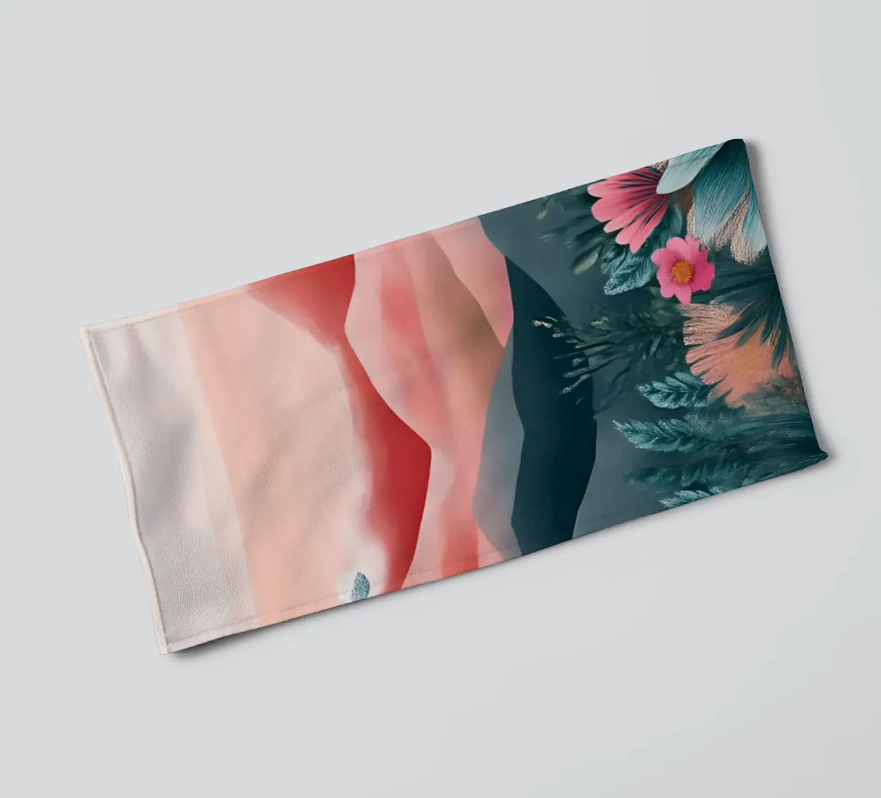 Roze woestijn droomlandschap - Boheemse cactus en bloemsierkunst badhanddoek van ClubArt