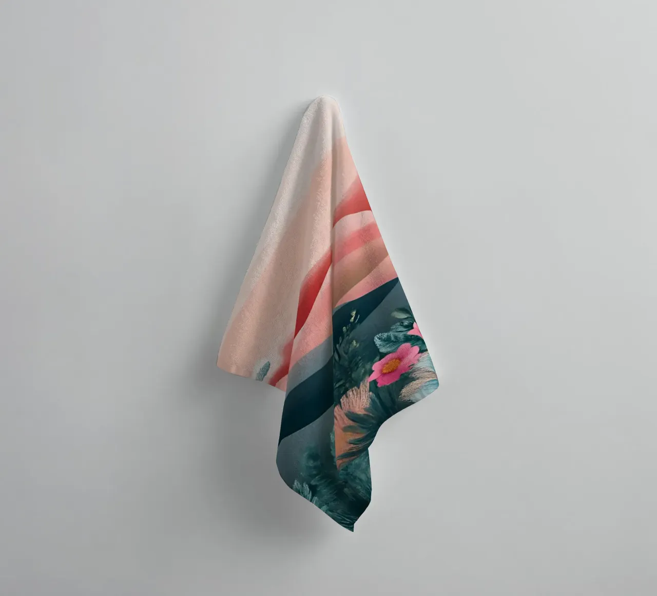 Roze woestijn droomlandschap - Boheemse cactus en bloemsierkunst badhanddoek van ClubArt