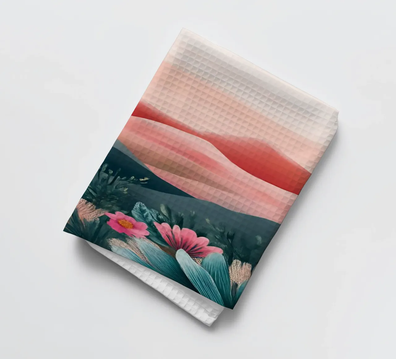 Paesaggio onirico del deserto rosa - Cactus e arte floreale bohémien canovaccio da cucina da ClubArt