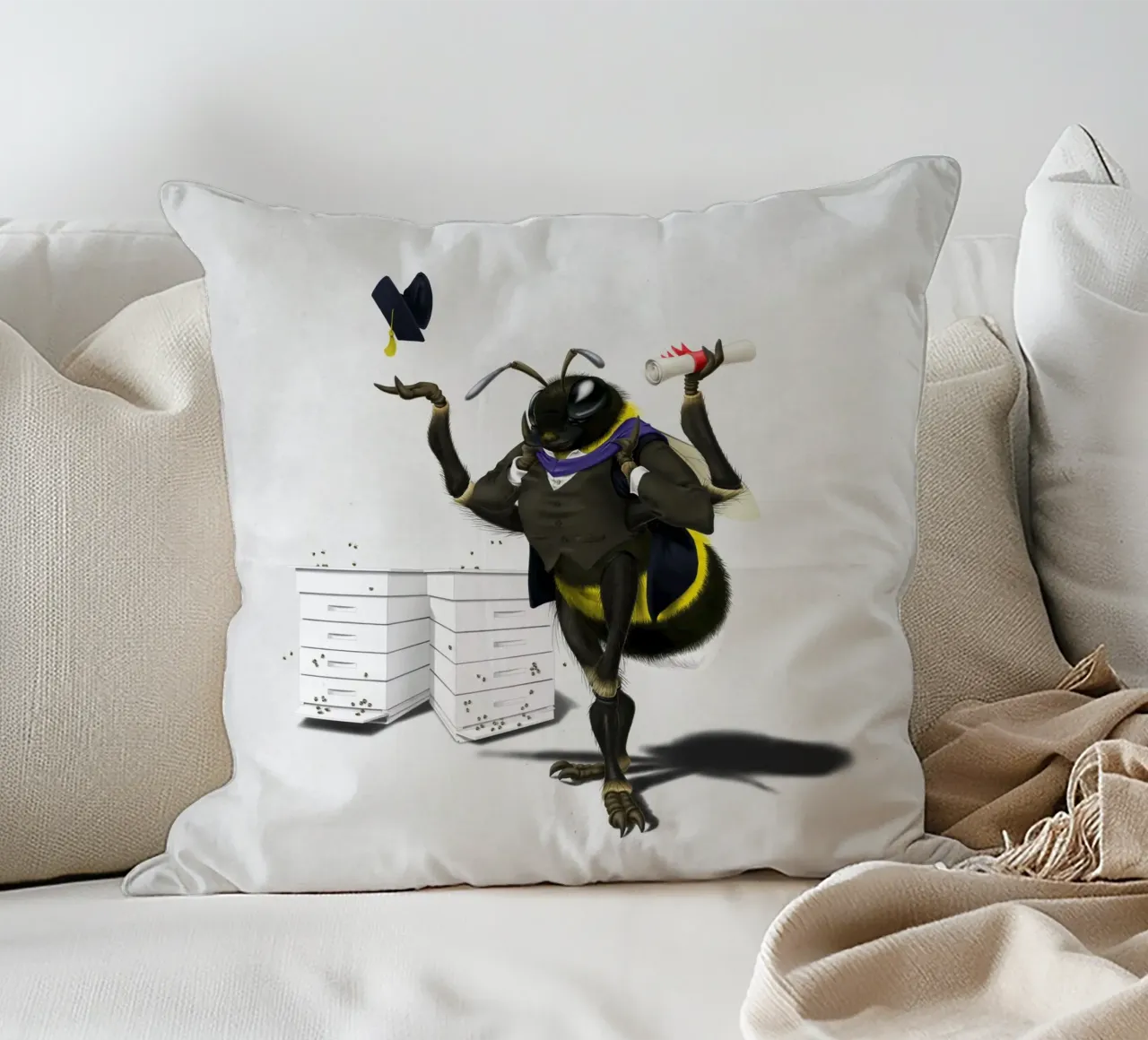 To Bee or Not to Bee (Wordless) cuscino da Rob Art | Illustration