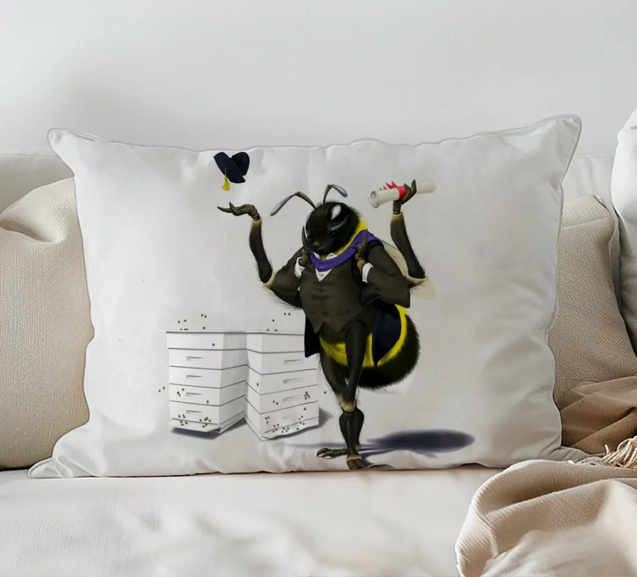 To Bee or Not to Bee (Wordless) cuscino da Rob Art | Illustration
