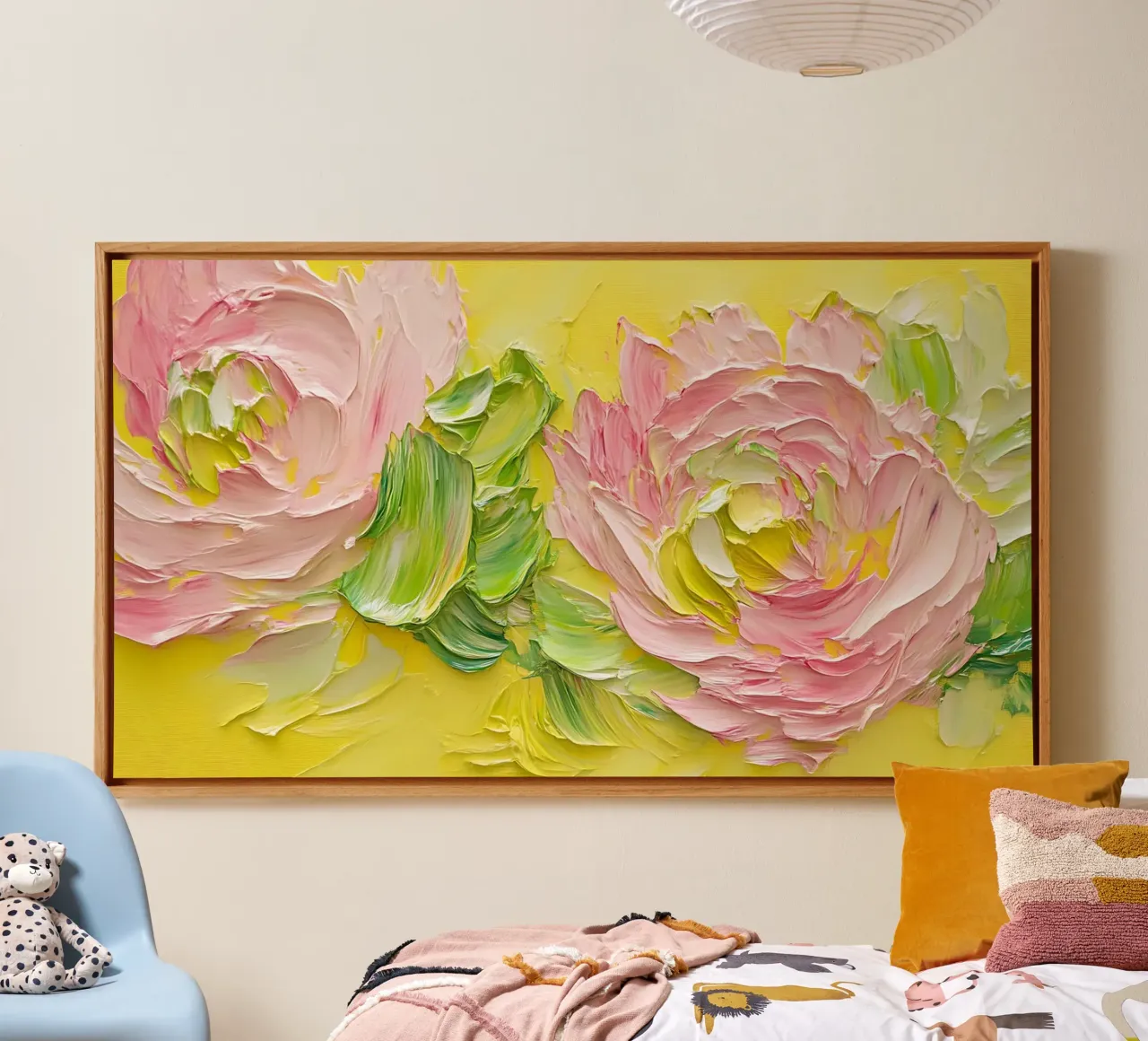 Textured Pink Ranunculus - Impasto bloemsierkunstdruk canvas met Baklijst van ClubArt