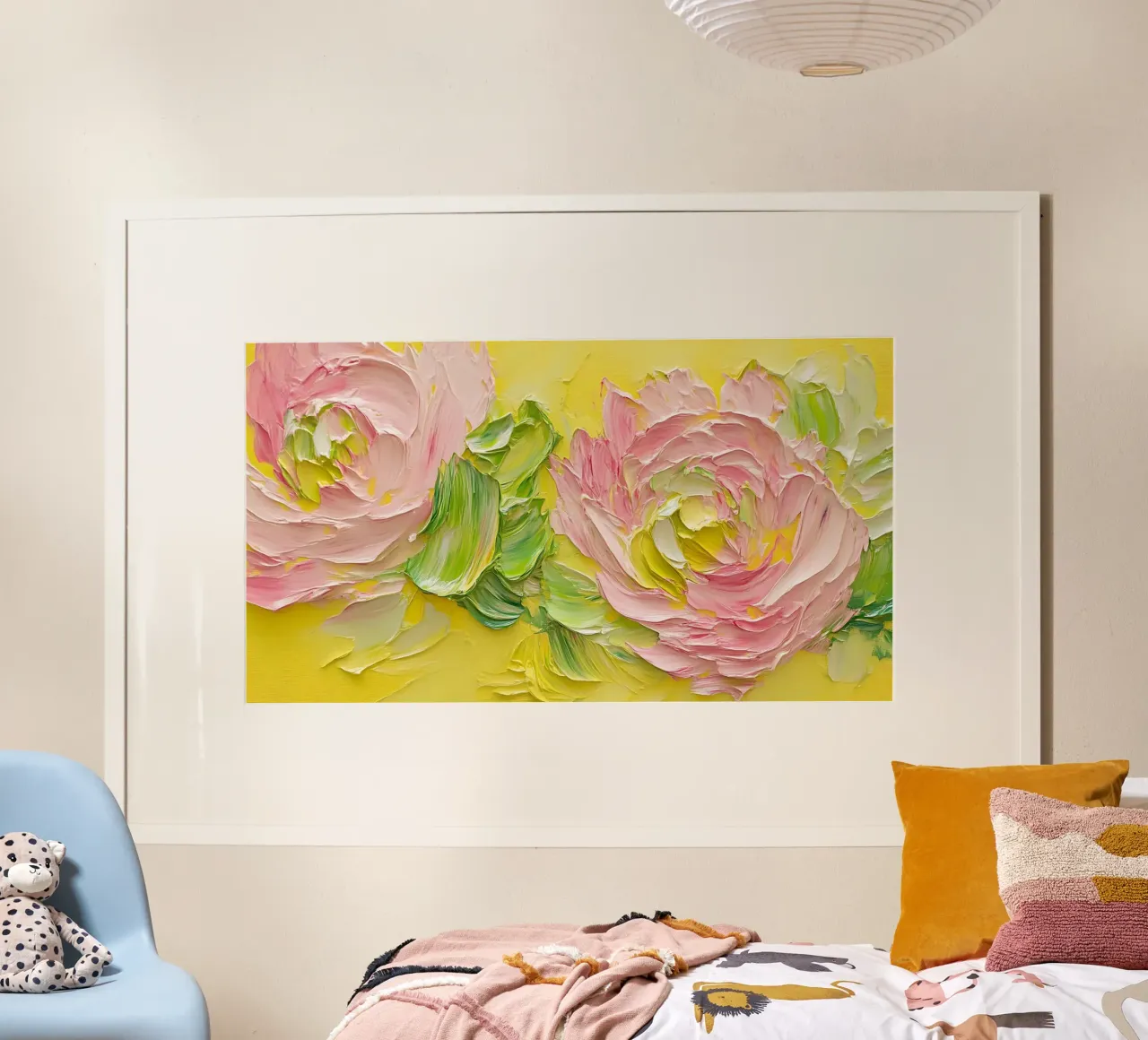 Textured Pink Ranunculus - Impasto bloemsierkunstdruk poster van ClubArt