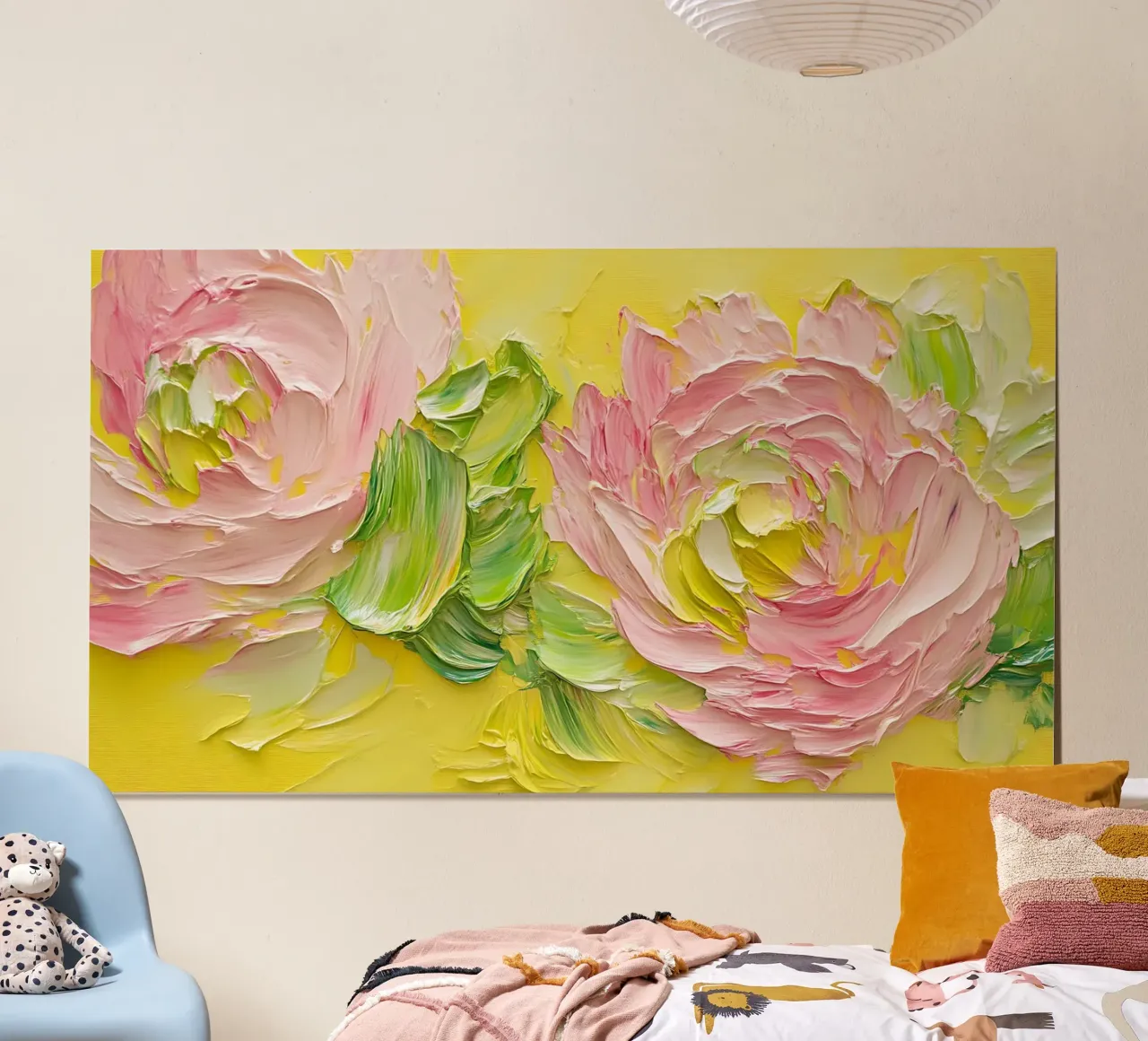Textured Pink Ranunculus - Impasto bloemsierkunstdruk poster van ClubArt