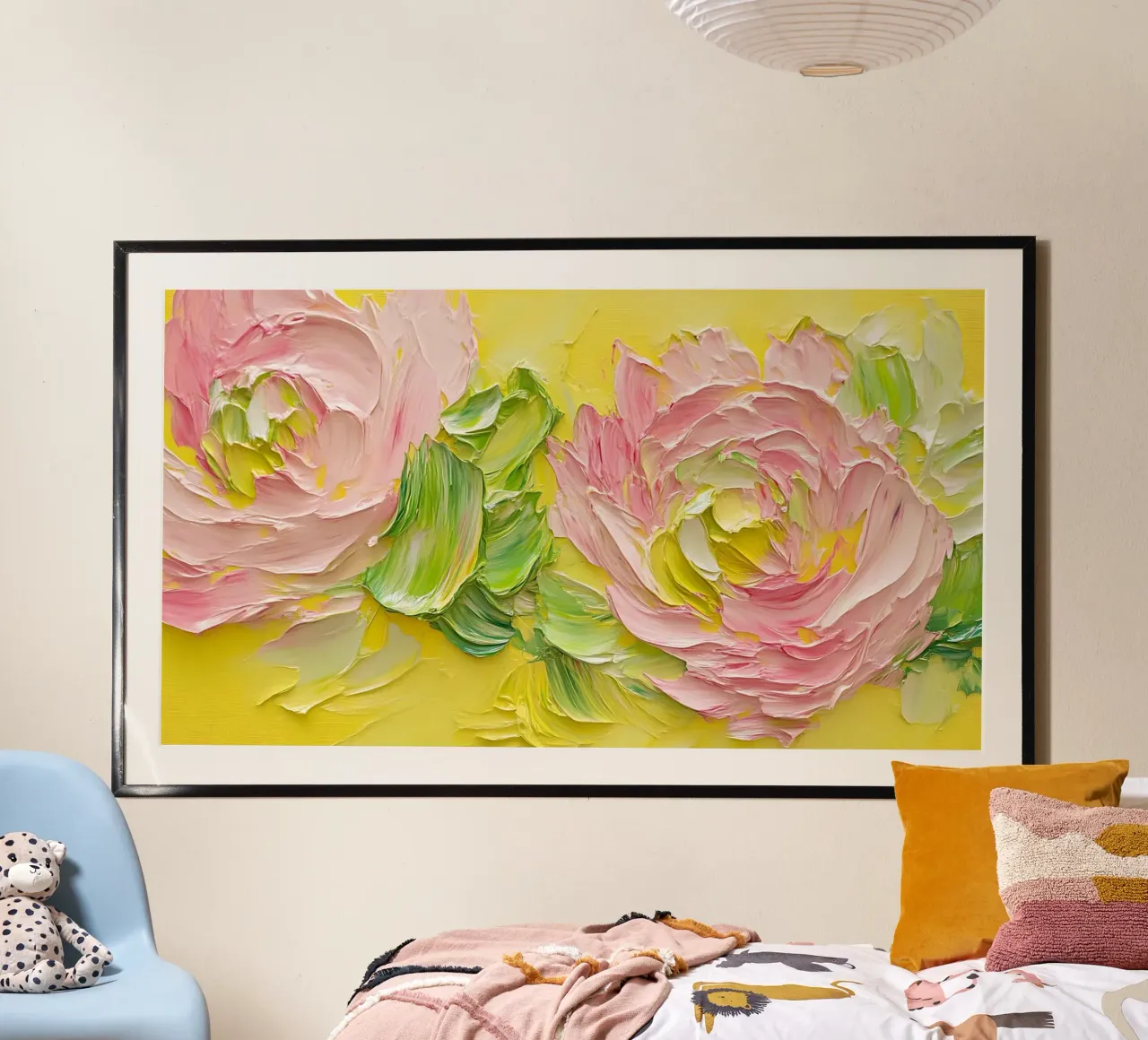 Textured Pink Ranunculus - Impasto bloemsierkunstdruk poster van ClubArt