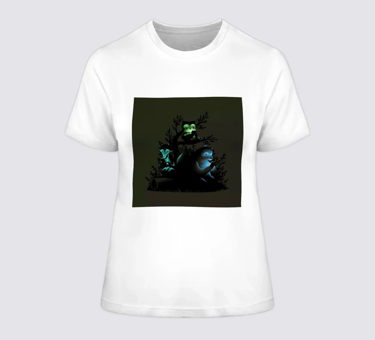 Connecting With The Forest Animals Using Phones t-shirt da donna da Tobe Fonseca