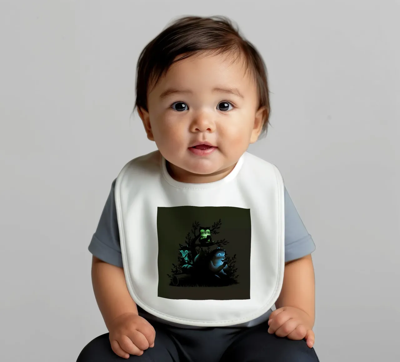 Connecting With The Forest Animals Using Phones baby bib by Tobe Fonseca