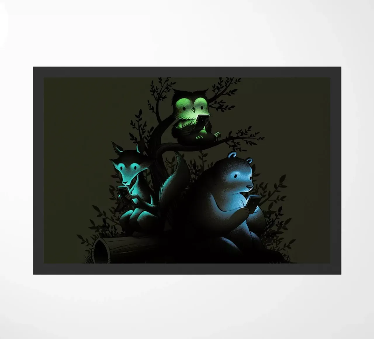 Connecting With The Forest Animals Using Phones Fußmatte von Tobe Fonseca