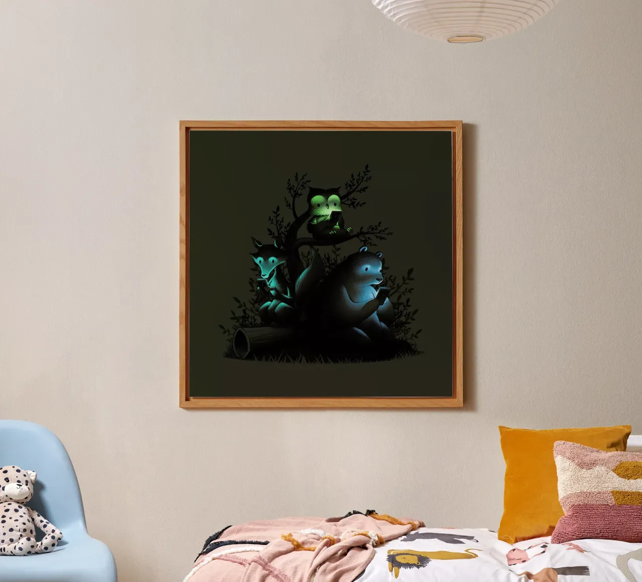 Connecting With The Forest Animals Using Phones alluminio dibond da Tobe Fonseca