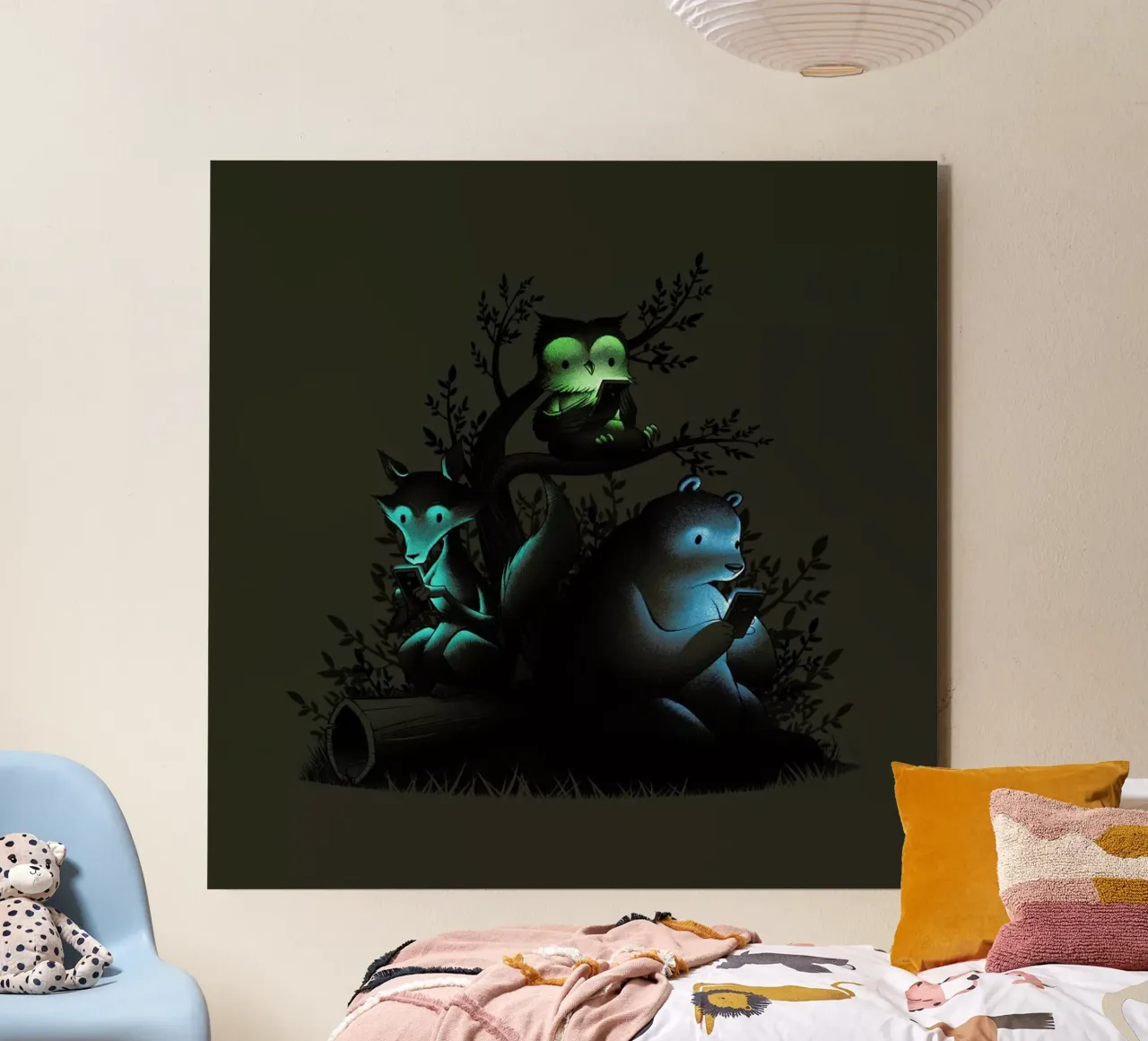 Connecting With The Forest Animals Using Phones alluminio dibond da Tobe Fonseca