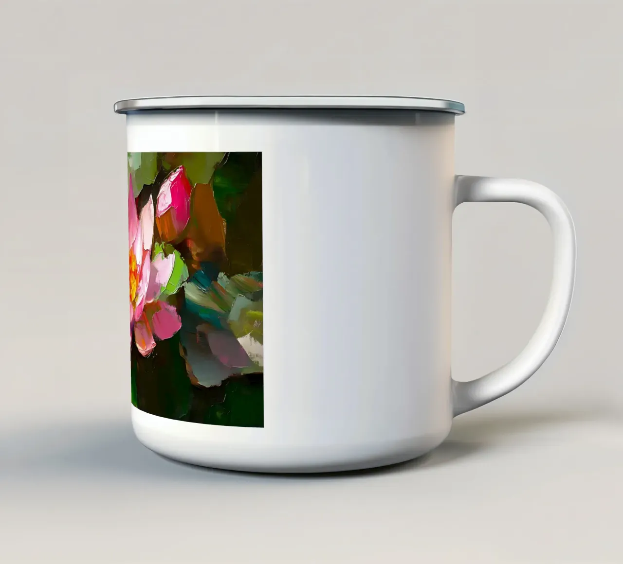 Fioritura di loto rosa testurizzato - Impasto di ninfee tazza in smalto da ClubArt