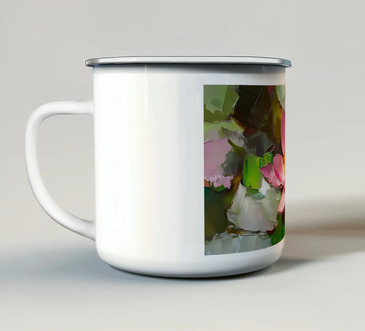 Fioritura di loto rosa testurizzato - Impasto di ninfee tazza in smalto da ClubArt