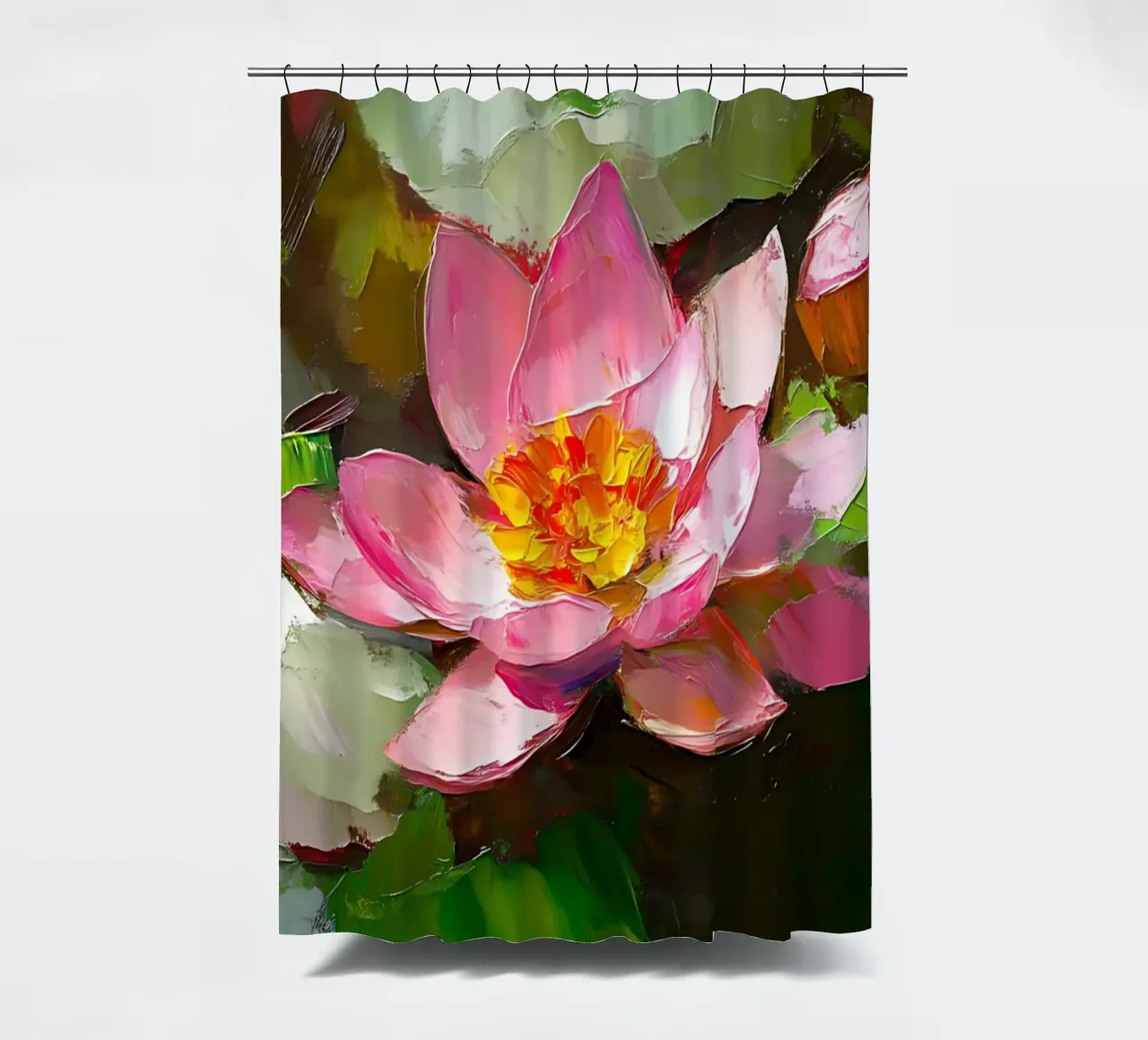 Fioritura di loto rosa testurizzato - Impasto di ninfee tenda da doccia da ClubArt
