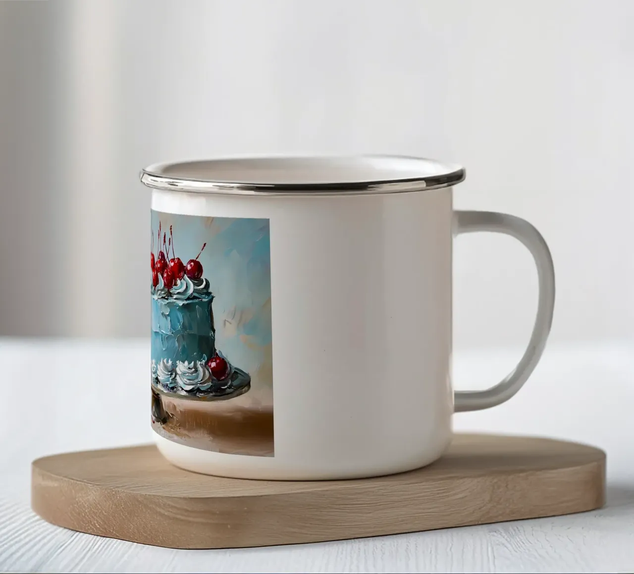 Torta blu ciliegia - Impasto artistico strutturato tazza in smalto da ClubArt
